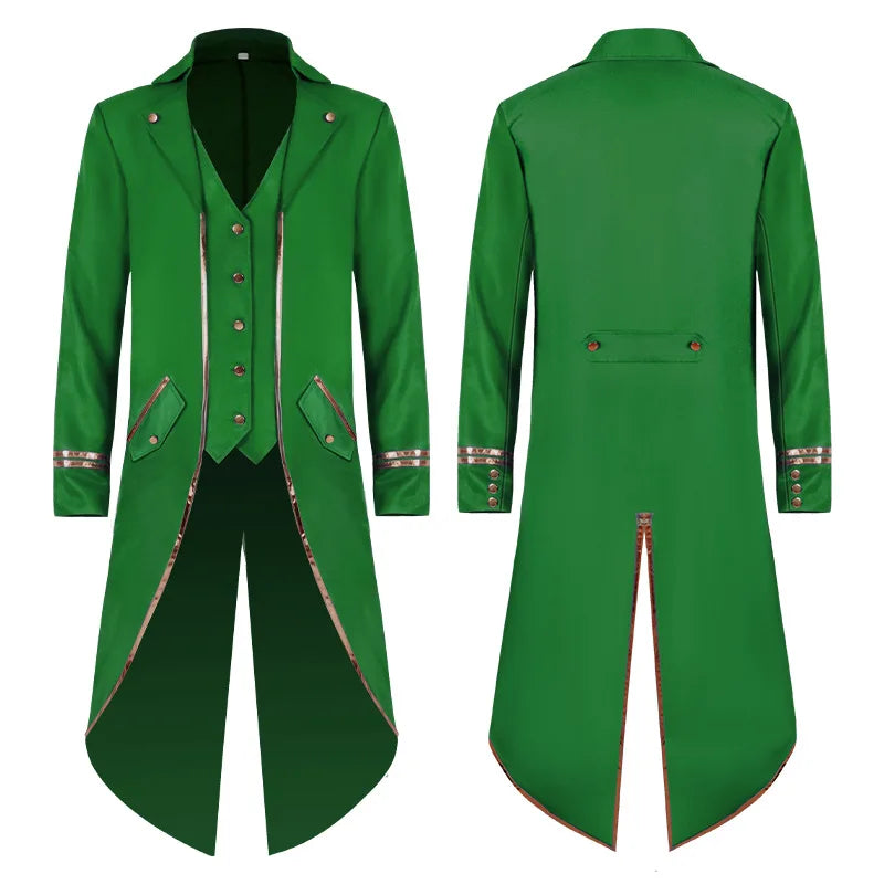 Men's Classic Medieval Vintage Tailcoat Halloween Cosplay Victorian Renaissance Style Steampunk Medieval Jacket Costume Pi-Mart
