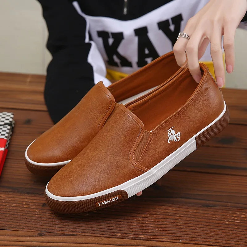 2026 New Leather Men's Shoes Luxury Fashion Men Casual Shoes Retro Comfortable Loafers High Quality Men's Sneakers Driving Shoes Pi-Mart