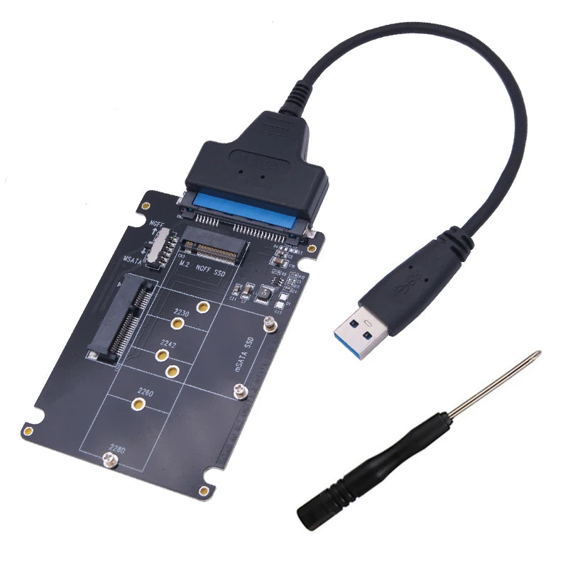 SSD Adapter M.2 NGFF or MSATA to SATA 3.0 Adapter USB 3.0 to 2.5 SATA Hard Disk 2 in 1 Converter Reader Card Cable for PC Laptop Pi-Mart