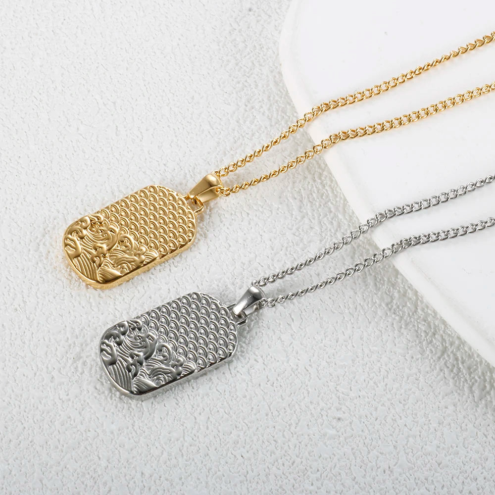 Square Pendants Delicate Stainless Steel Chain Pendant Necklace For Women Necklace Pi-Mart