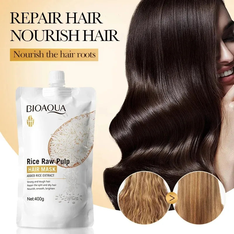 Rice Magic Keratin Hair Mask 5 Seconds Repair Damaged Frizzy Hair Soft Smooth Shine Moisturizing Nourishing Hair Root Care Tri Light Beauty