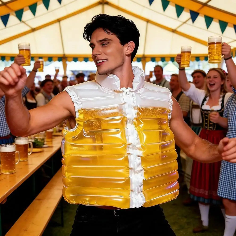 Wearable Beer Jacket Refillable Beverage Jacket Transparent Beer Jacket with Straw Refillable Beverage Puffer Coat Parties LadyShow.Store