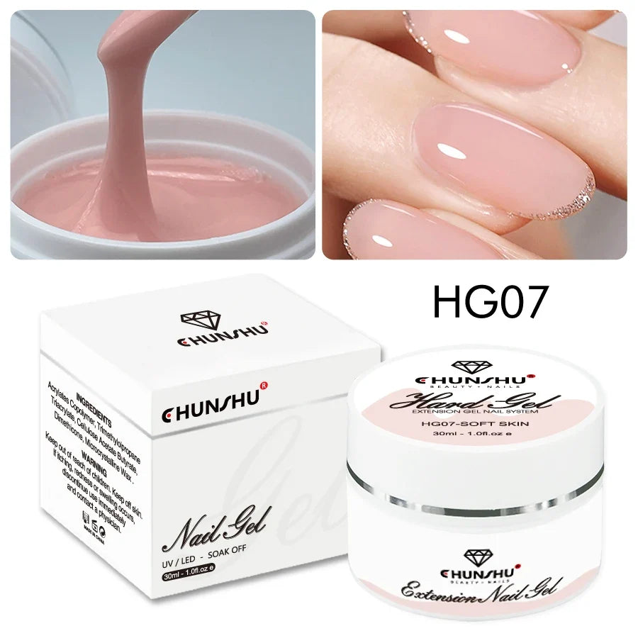 30ML Hard Gel For Nail Extension Milky White Builder Constructor Gel Self Leveling Reinforcement Nail Gels Camouflage Manicure Tri Light Beauty