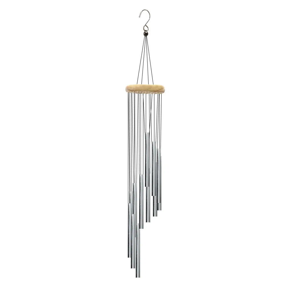 1piece 12 Tubes Aluminum Alloy Wind Chimes with Hook Gold/silver Bells for Outside Home Wedding Party Memorial Decoration Gifts Pi-Mart