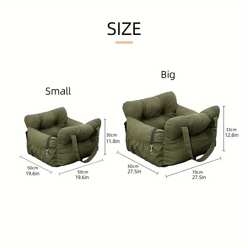 Dog Car Seat with Safety Belt - Non-Slip Pet Car Bed for Small Dogs, Washable Travel Carrier with Secure Straps for Safe Car Pi-Mart