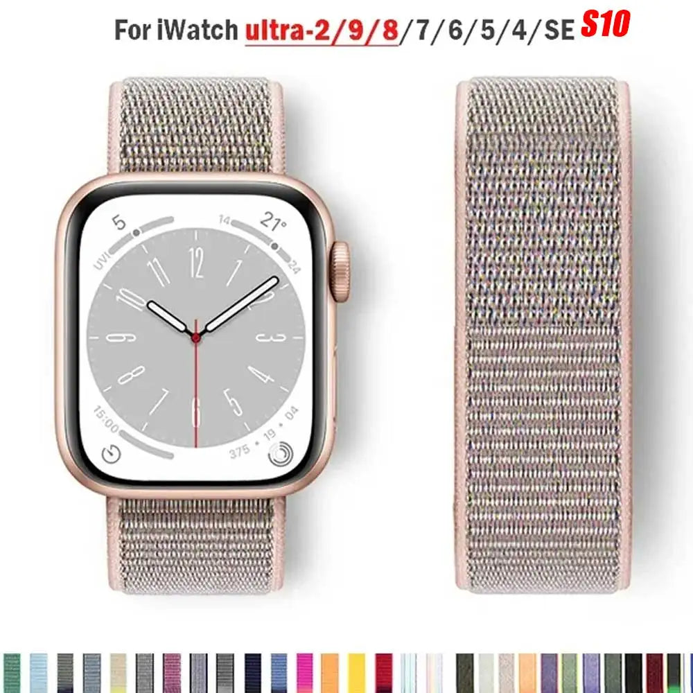 Nylon Sport loop Strap For Apple Watch Band 44mm 42/40mm 45mm  38/41mm pride Bracelet iwatch Ultra2 49mm Series 9 8 se 7 6 5 4 3 LadyShow.Store