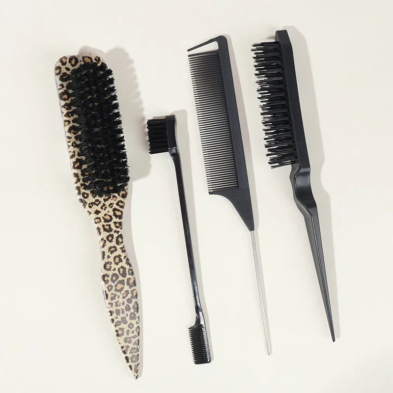 Bristle Slick Back Hair Brush for Sleek Ponytail Bun & Smoothing Baby Hairs, Flyaways, Edge Control - Backcombing & Teasing Tri Light Beauty
