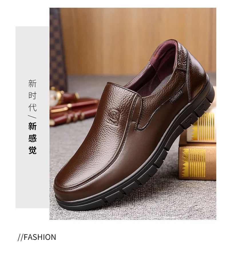 Summer New Men Leather Shoes soft soled Casual Flat Shoes Outdoor Walking shoes Comfort fashion soft leather shoes Loafers Pi-Mart