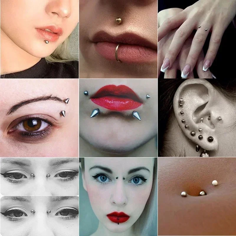 58pcs Non Piercing Lip Nails Sticker Selfadhesive Waterproof Reusable Fake Lip Nail Eyebrow Nose Ring Body Belly Button Jewelry Pi-Mart