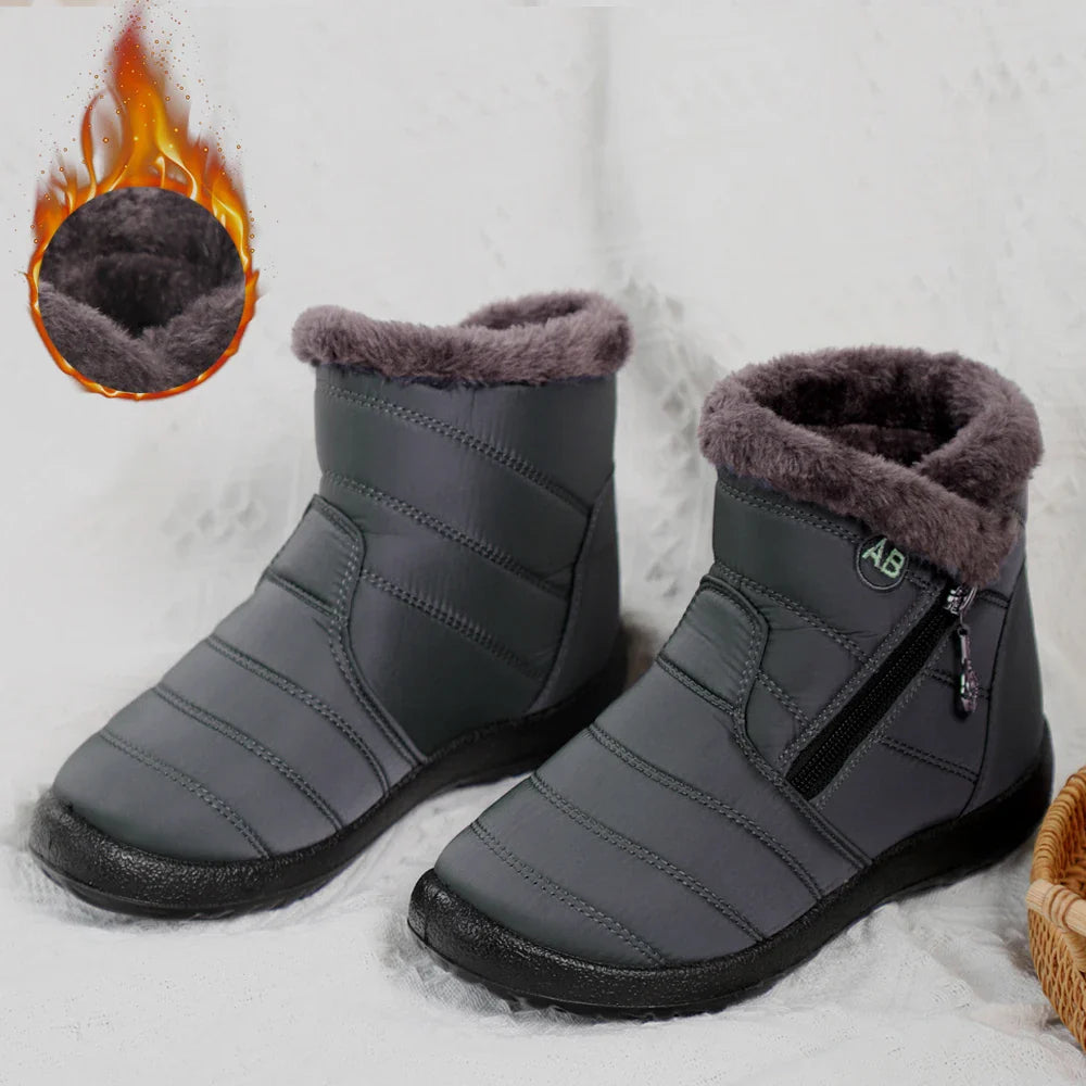 Winter Women Boots Waterproof Snow Boots Plus Size Casual Flat Women Casual Shoes Warm Fur Female Boots Antislip Cotton Shoes LadyShow.Store