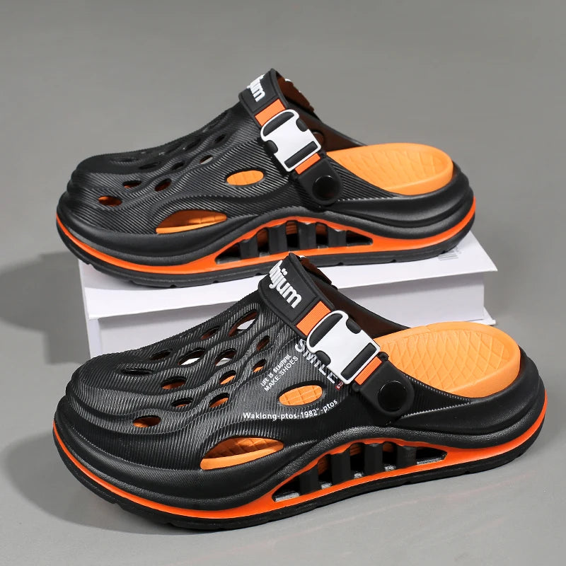 2026 New Men's Holes oes Summer Thi Bot Anti-Slip Driving Beach Slippers Spor Casual EVA Injection Moulding Footwear Pi-Mart