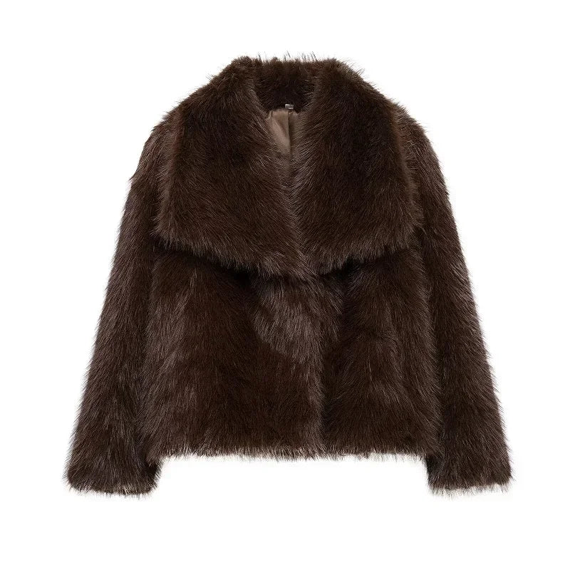 MUJER Faux Fur Hairy Coat Woman Warm Winter Fluffy Coat Women New Plush Jackets for Women Outerwears Luxury Women's Teddy Coats LadyShow.Store
