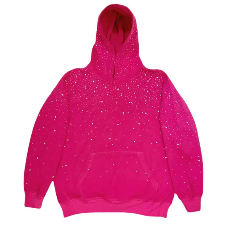2025 Hooded Sports Pullover, Hot Stamping Diamond Couple Style Streetwear, INS Pi-Mart