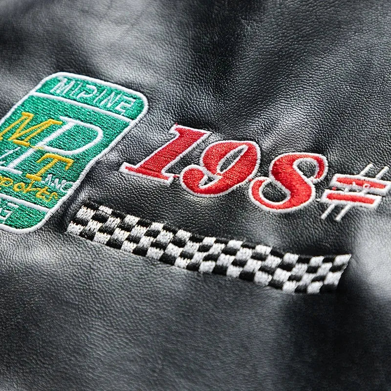 Spring Autumn New Men's Motorcycle Wear Fashion Brand PU Leather Jacket Moto Bike Jackets Thin Fashion Coat Embroidery Hip Hop Pi-Mart