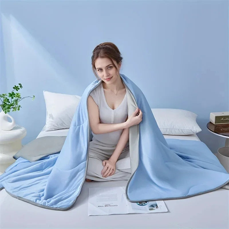 Breathable Cooling Summer Duvet Solid Color Lightweight Soft Cool Touch Comforter Quilt For Bedroom Indoor AC Daily Sleep Pi-Mart