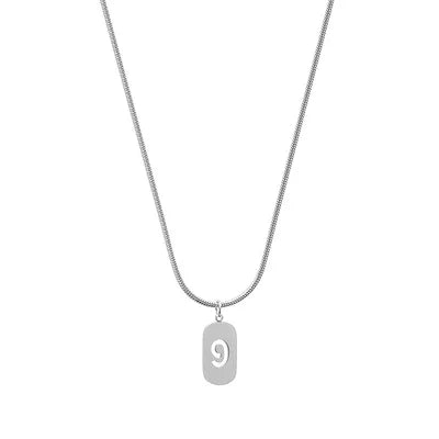 Stainless Steel Angel Number Necklace 0 1 2 3 4 5 6 7 8 9 Rectangle For Women Men Hollow Lucky Number Chain Necklaces Jewelry Pi-Mart