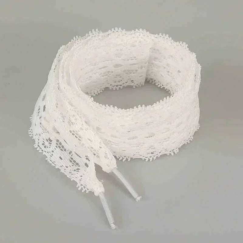 1/4Pairs Fancy Lace 3CM Wide Flat Shoelaces Sneakers Women Casual Shoes Black White Fashion Shoe Strings Replacement Accessories Pi-Mart