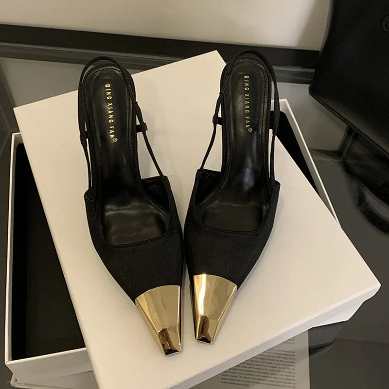 SUOJIALUN 2024 New Brand Women Sandal Fashion Mix Color Ladies Eelgant Outdoor Dress Slingback Shoes Thin High Heel Sexy Pumps S LadyShow.Store