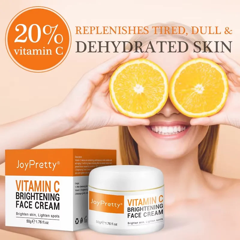 JoyPretty Vitamin C Face Cream Whitening Hyaluronic Acid Moisturizing Dark Spot Remover Brightening Facial Cream Skin Care 50g Pi-Mart