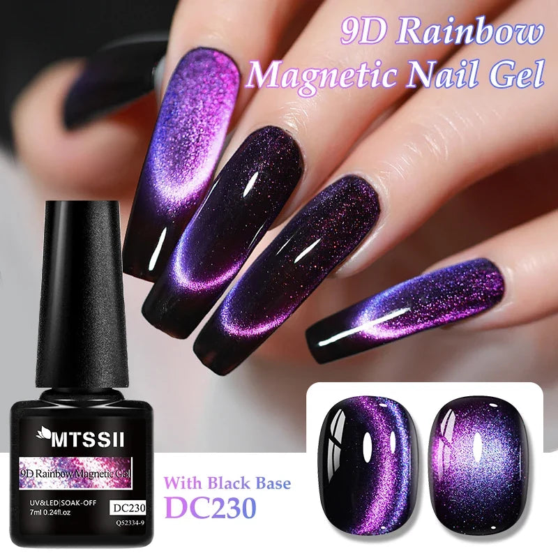 9D Rainbow Cat Magnetic Gel Nail Polish Chameleon Galaxy Effect Magnetic Semi Permanent Soak Off UV Gel Varnish Nail Supplies Tri Light Beauty