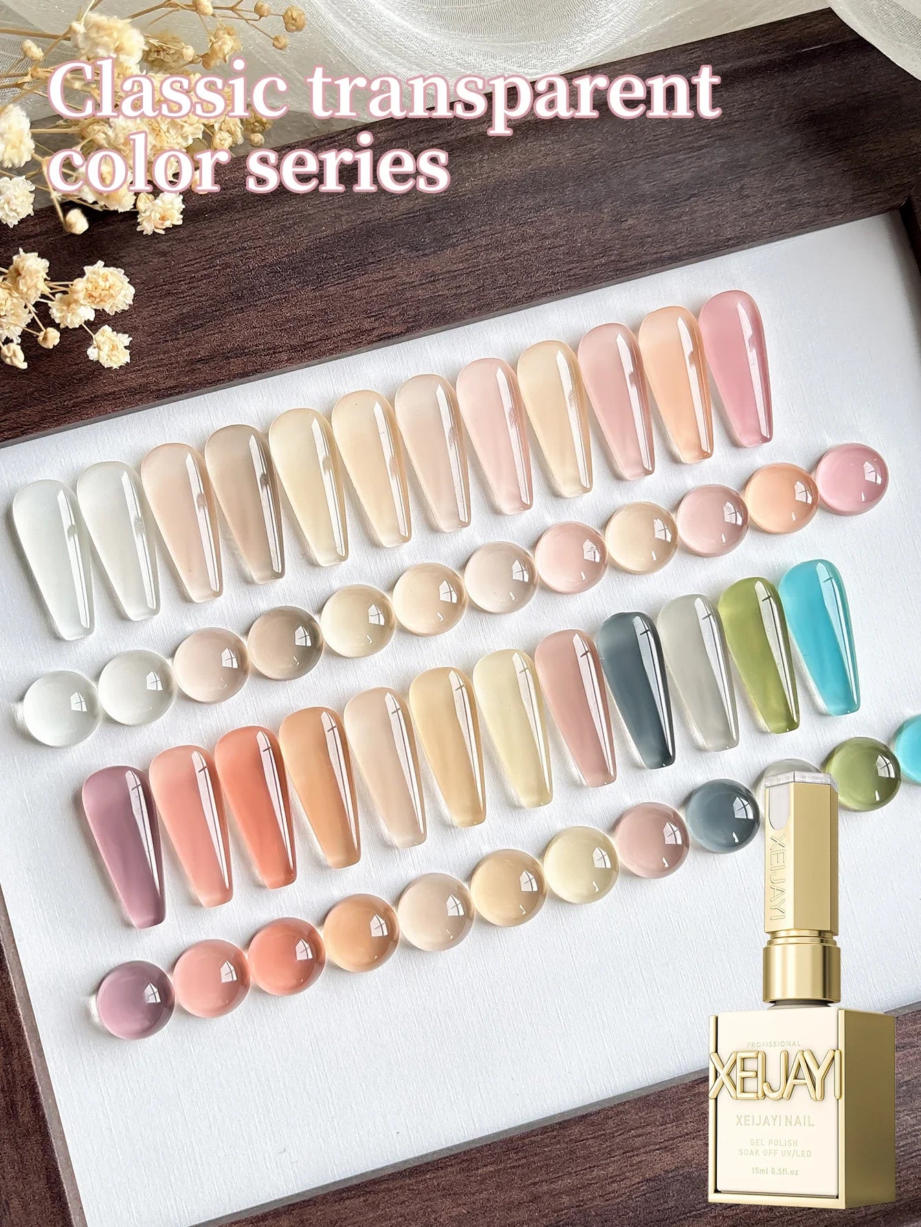 24Pcs 15ML Ice-through Color Gel Nail Polish Semi Permanent Nail Art Soaking UV LED Nail Salon DIY Nail Salon Gel For Spring Tri Light Beauty