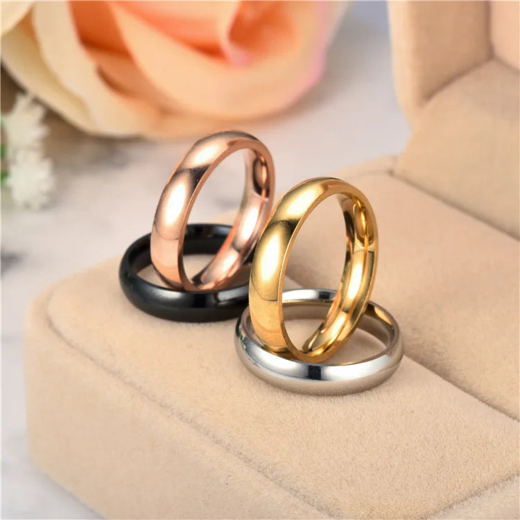 Simple 6mm Titanium Ring Women Men Prevent Allergy High Polished Wedding Rings Stainless Steel Couple Finger Jewelry Gifts Pi-Mart