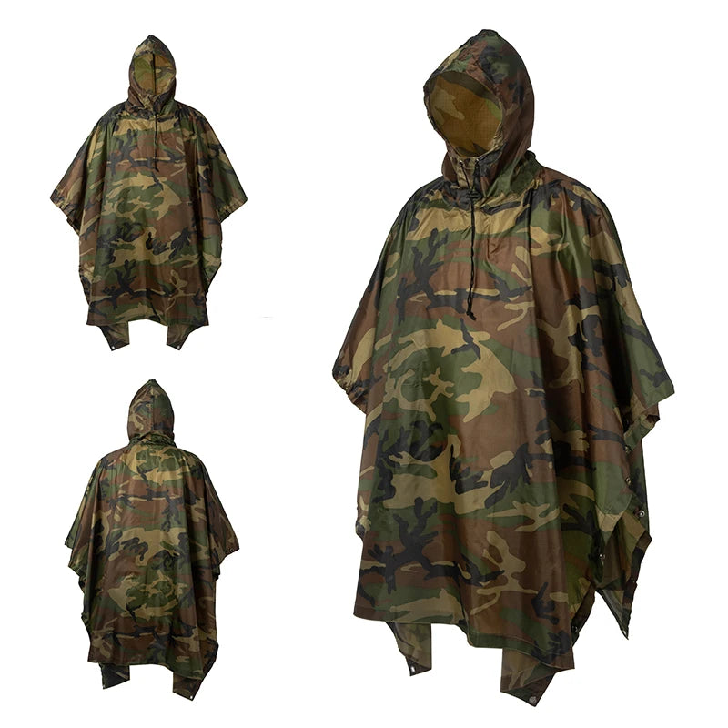 Man Military Impermeable Zipper Camo Raincoat Waterproof Rain Coat Men Raincoat Women Awning The Rain Motorcycle Rain Poncho Pi-Mart