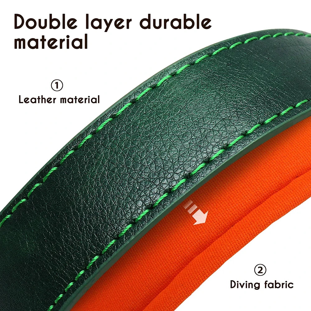 Customized PU Leather Nameplate Dog Collar Soft Padded Dogs Collars Free Engraving Name for Small Medium Large Dogs Adjustable LadyShow.Store