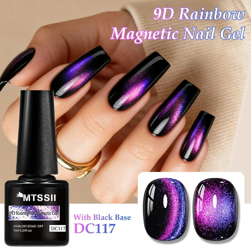 9D Rainbow Cat Magnetic Gel Nail Polish Chameleon Galaxy Effect Magnetic Semi Permanent Soak Off UV Gel Varnish Nail Supplies Tri Light Beauty