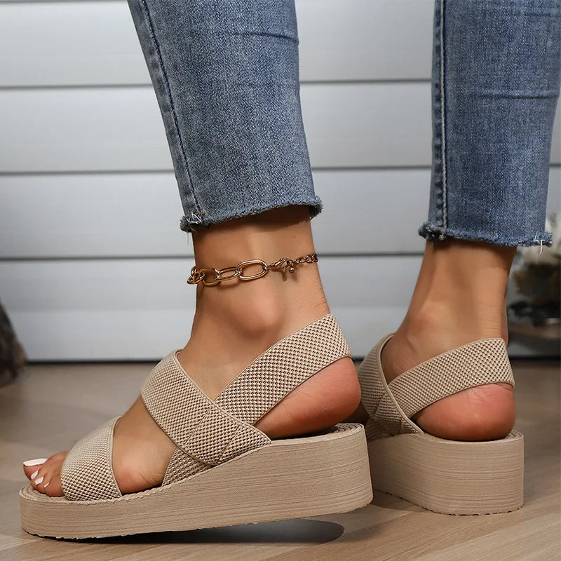 Big Size Minimalist Slingback Wedge Sandals For Women Outdoor Summer Platform Shoes Light Weight Soft EVA Female Leisure Sandals Pi-Mart