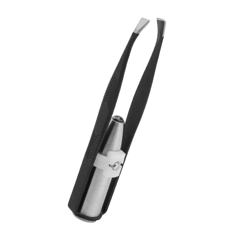 1pcs Hot Sales Portable Stainless Steel Button Cell Smart Design Eyebrow Hair Remove Tweezer with LED Light Makeup Tool LadyShow.Store