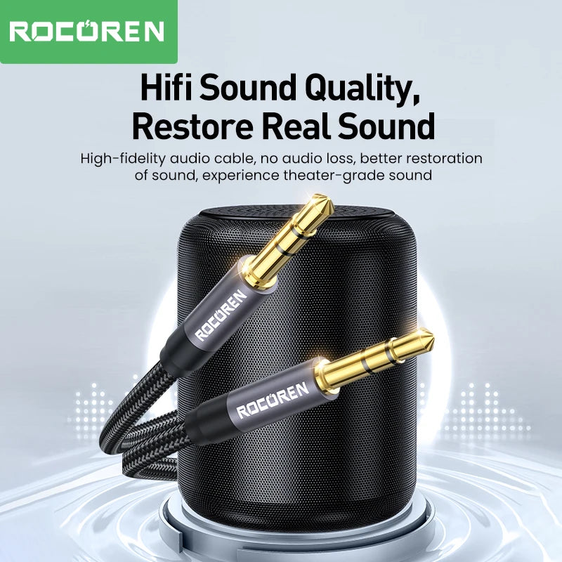 Rocoren Audio Cable 3.5 mm Jack Male to Male Aux Cable For Phone Headphone Car MP3 Speaker Computer 3.5mm Jack Aux Wire Cord 5M Pi-Mart