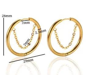 Luxury Shiny Zircon Hoop Earrings for Women Trendy Golden Stainless Steel Wed Ear Geometric Circle Earring Jewelry Pendientes Pi-Mart