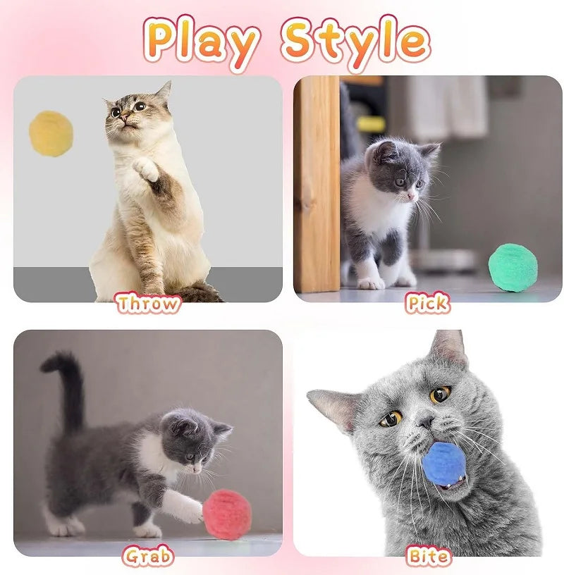Cat Toys Interactive Launch Training Toy For Pet Kitten Creative Mini Shooting Gun Games Stretch Plush Ball Toys Pet Supplies Pi-Mart