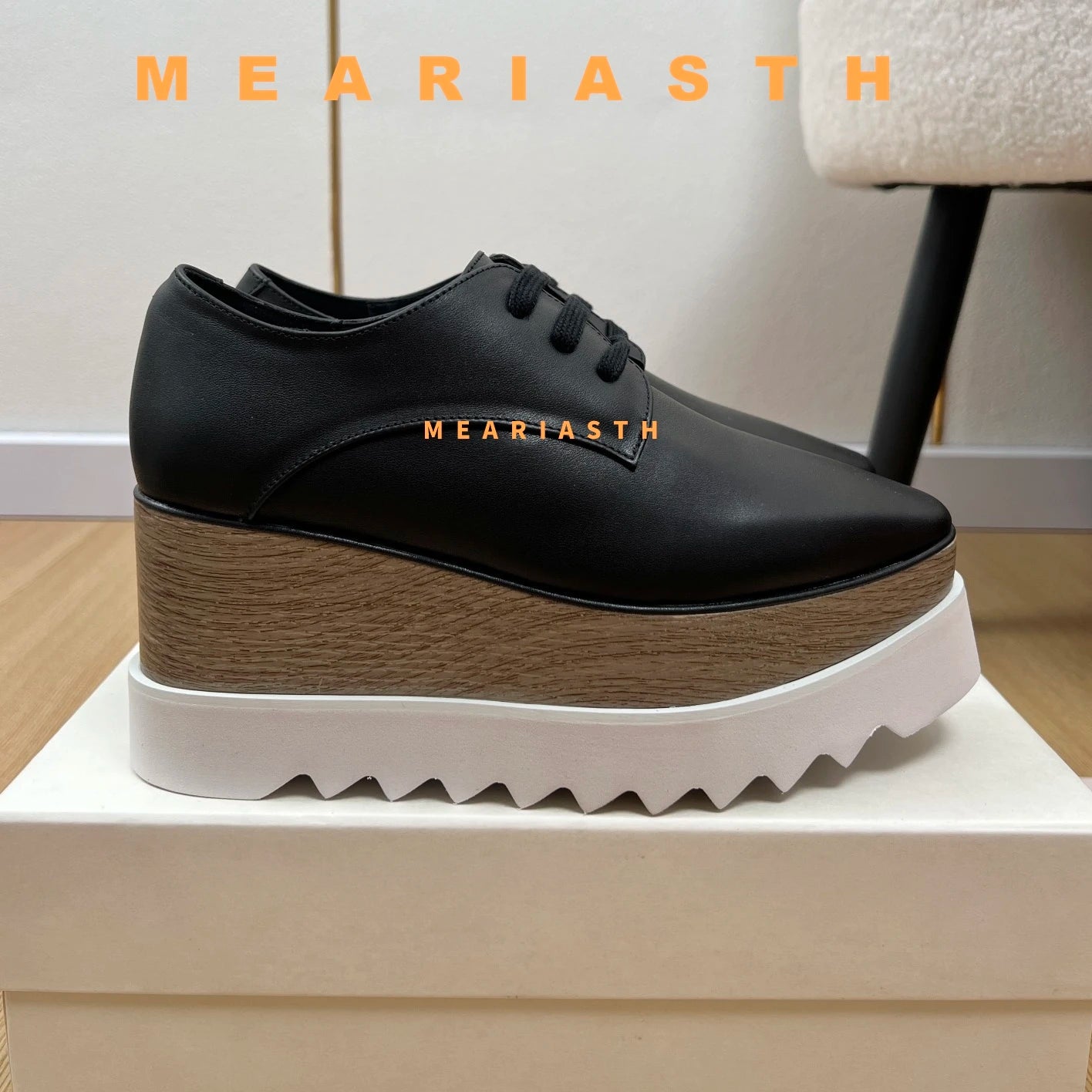 Women Walking Sneakers Autumn Lace-up High Platform Chunky Shoes Breathable Leather Shoes 8.5CM Winter Wedge Heels Casual Shoes Pi-Mart