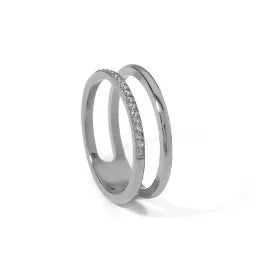 Stainless Steel Ring for Women Inlaid Zircon Rings Waterproof Romantic Fashion Jewelry Pi-Mart