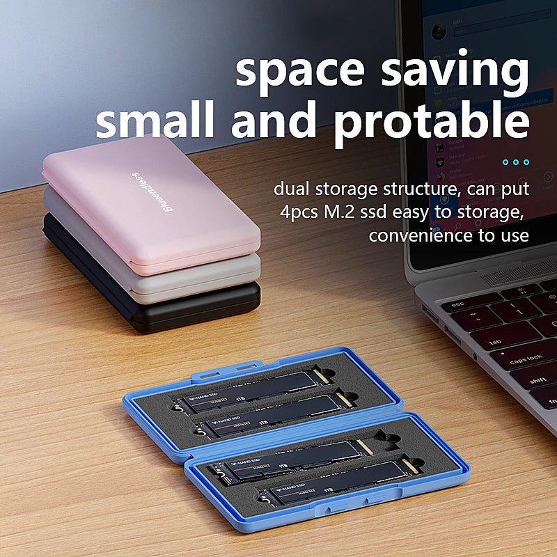4-Slot M.2 SSD Case Storage Case 2280 SSD Enclosure Bag for SSD Case SATA NVme Hard Disk Box for SSD Shockproof Portable Box Pi-Mart