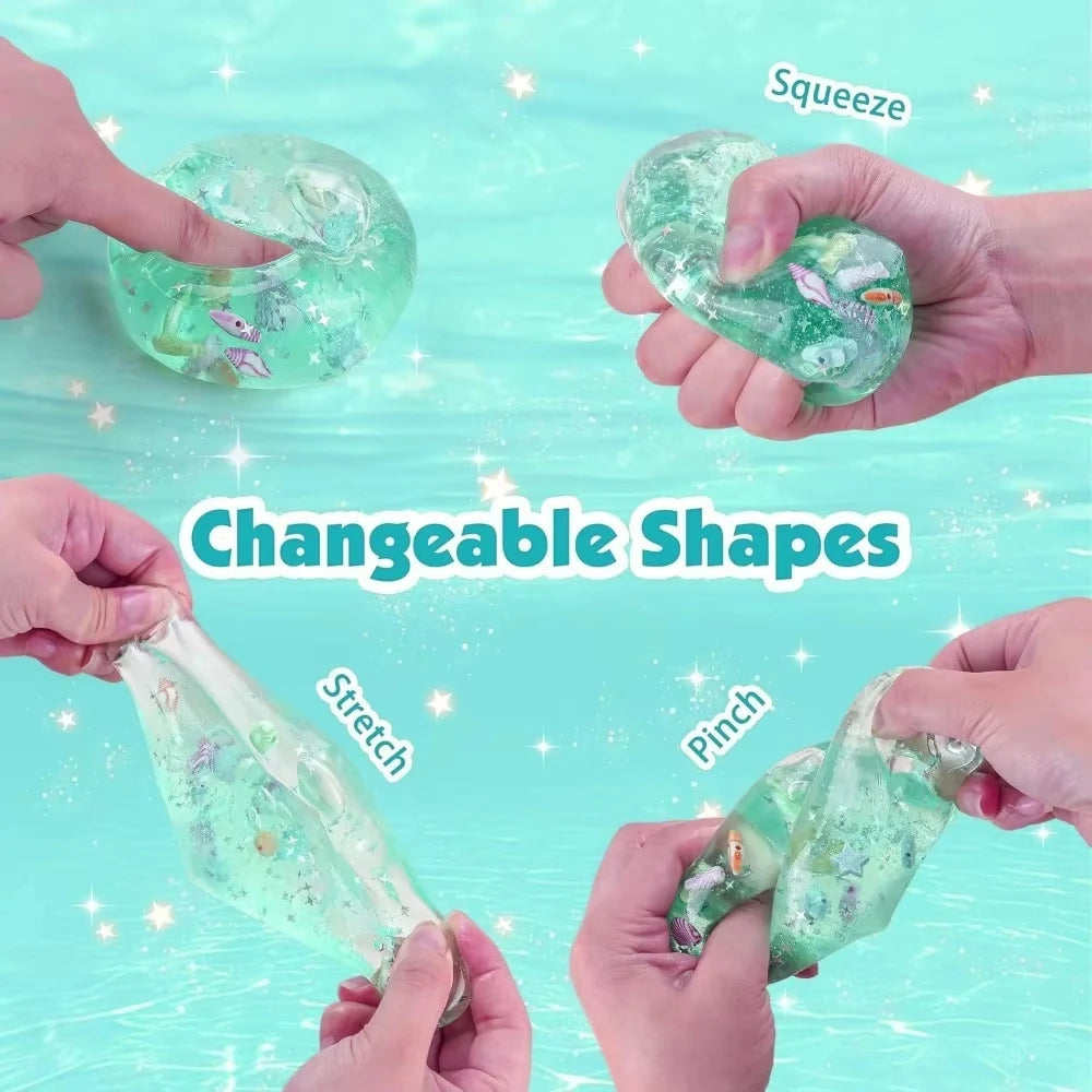 Squishy Stress Balls Cube Ocean Sensory Fidget Toy Slow Rise Squishy Toys for Kids and Adults Squeeze Relax Gift Pi-Mart