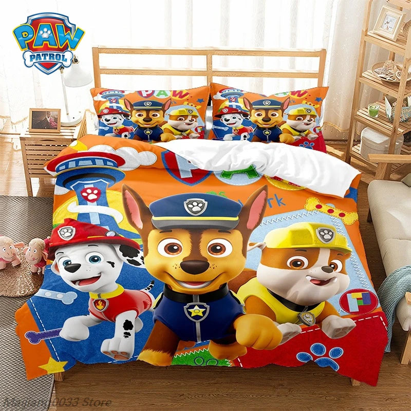 Paw Patrol Cute Puppy Duvet Cover Set, Cartoon Anime Quilt Cover with Pillowcase, Soft Bedding, Bedroom Decor Gift for Kids Pi-Mart