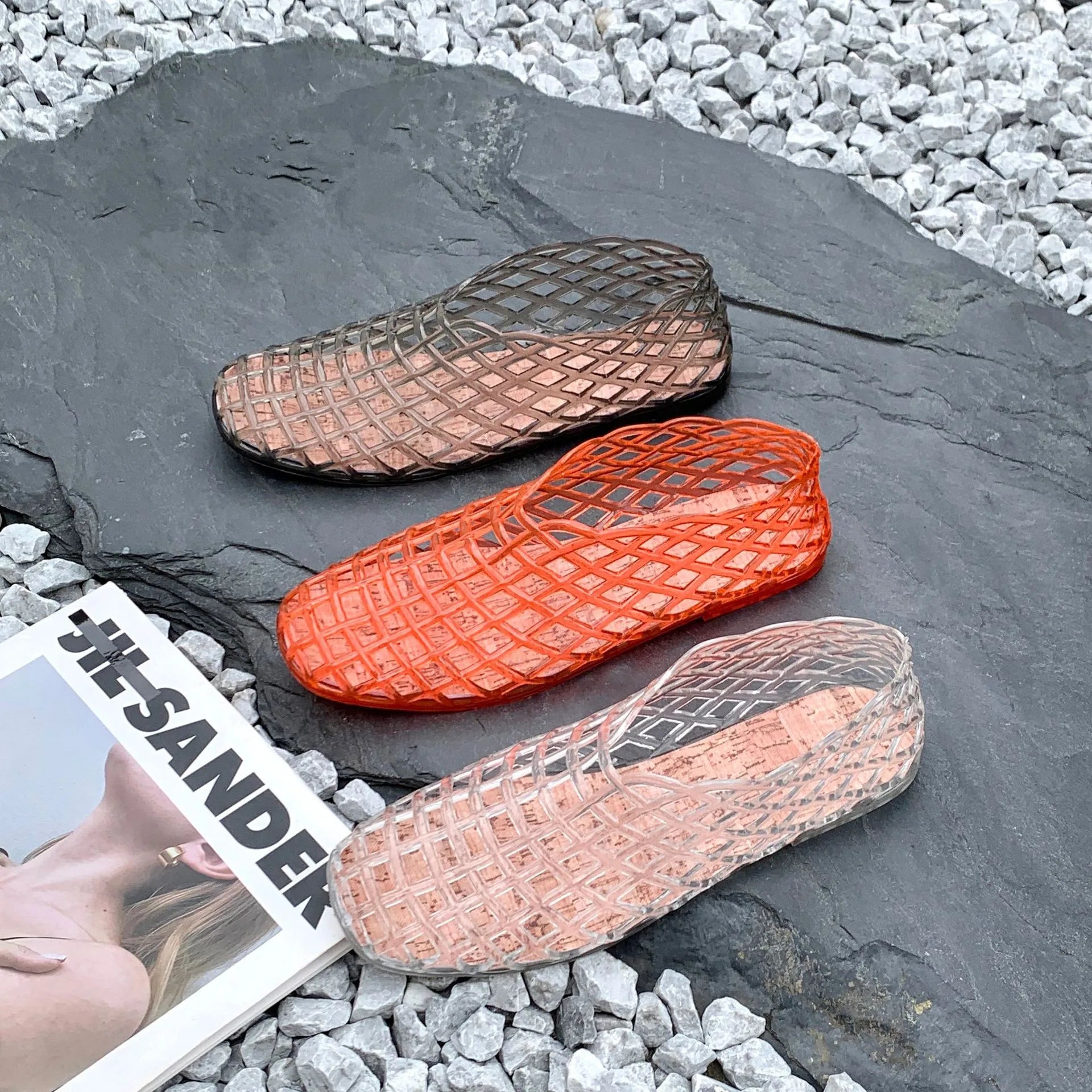 2025 Women's New Flat Sandals with Hollow PVC Breathable Summer Outerwear Baotou Bag and Casual Jelly Sandals LadyShow.Store