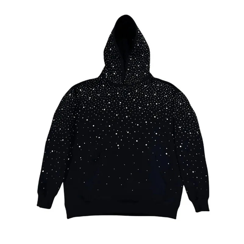 2025 Hooded Sports Pullover, Hot Stamping Diamond Couple Style Streetwear, INS Pi-Mart