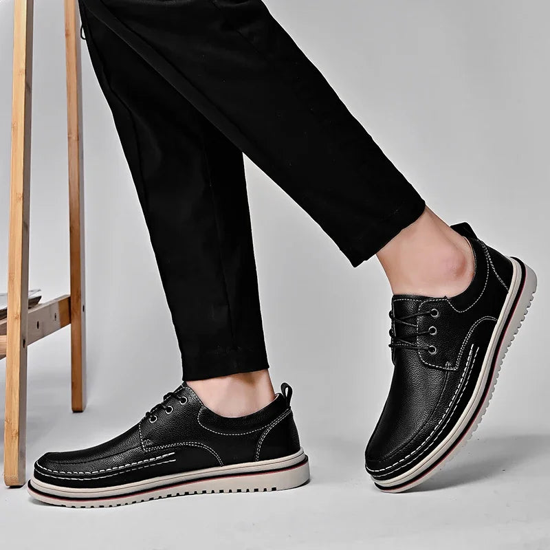 Leather Men Oxfords Shoes Handmade Italian Mens Casual Shoes  Brand Leisure Male Loafers Pi-Mart