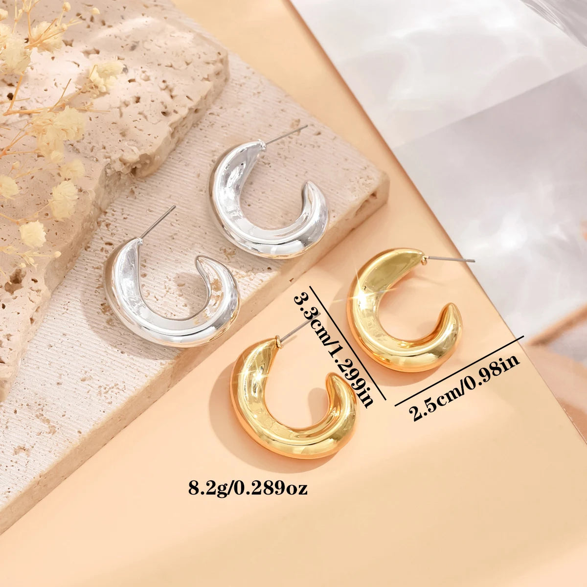 серьги Geometric Irregular Metallic Color Earrings for Women 2024 Minimalist Style Personality Earrings Trendy Jewelry Gift Pi-Mart