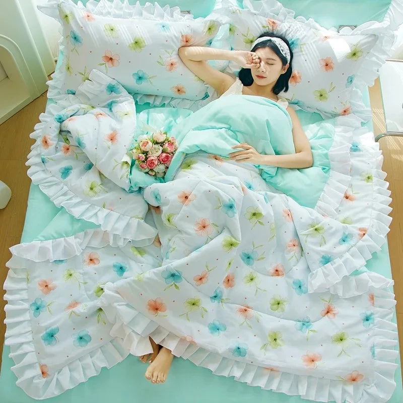 Summer Quilted Blanket Comforter Duvet Cover for Single Double Bed Air Condition Quilt Student Car Kids Adult Bed Cover Bedding Pi-Mart