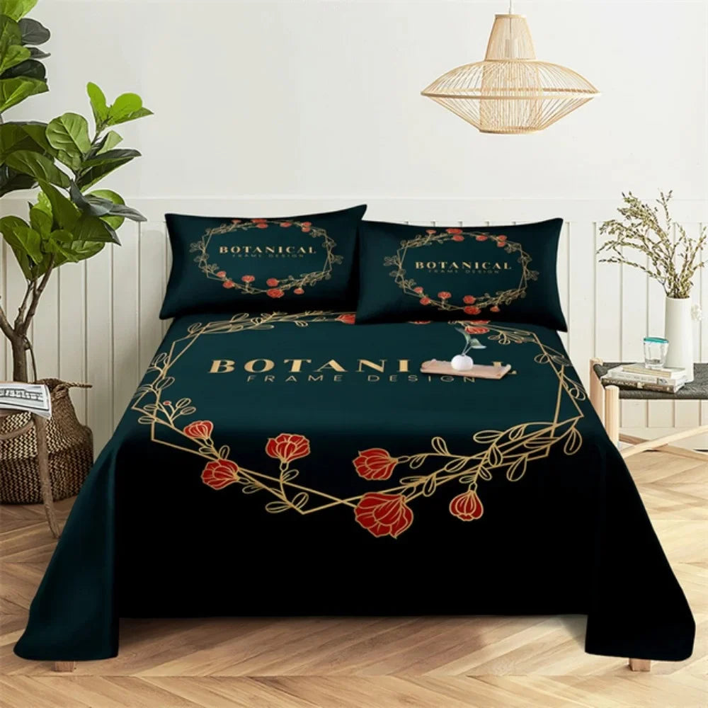 Pink Rose Bed Sheet Sets 3D Print Flowers Bed Flat Sheet for Women Girls King Queen Full Twin Size 2/3pcs Bed Linen Room Decor LadyShow.Store