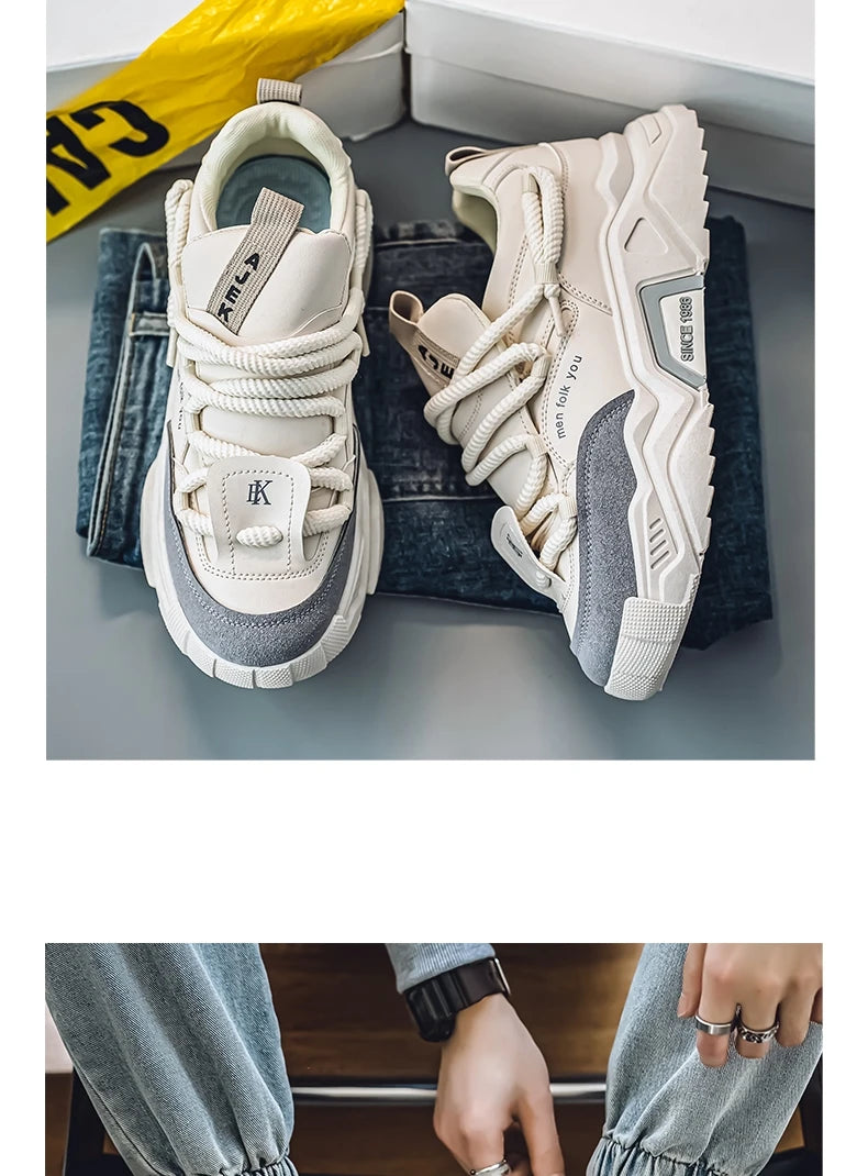 New Men's Casual Sneakers 2025 Spring Fashion Versatile Low-Top Skateboard Shoes for Men Suitable for Outdoor Sports Pi-Mart