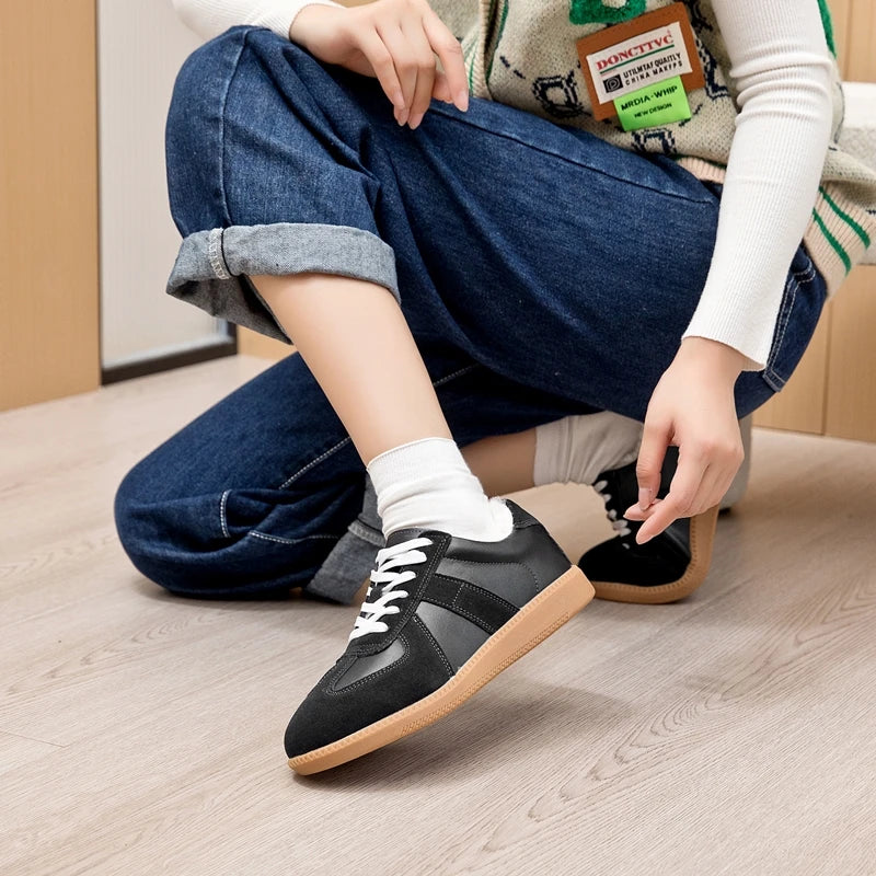 AIYUQI Women's Sneakers 2026 New Genuine Leather Ladies Moral Training Shoes Casual Spring Flat Shoes Women Pi-Mart