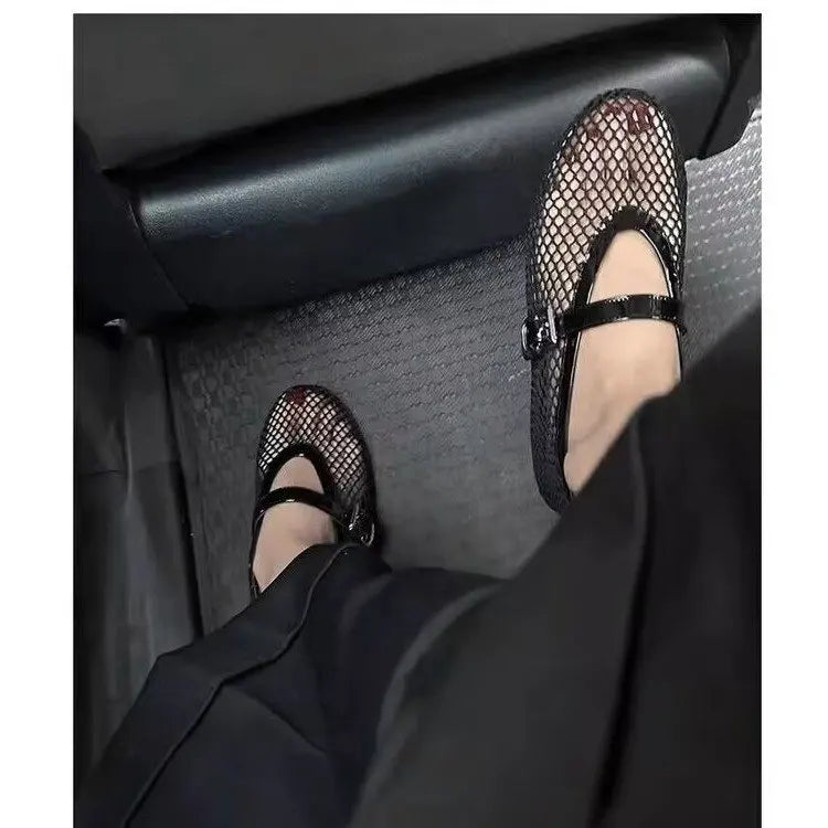 Women Mesh Ballet Flats Fishnet Ballerina Flats Comfortable Round Toe Ballet Shoes Breathable Casual Walking Shoes for Commuting LadyShow.Store