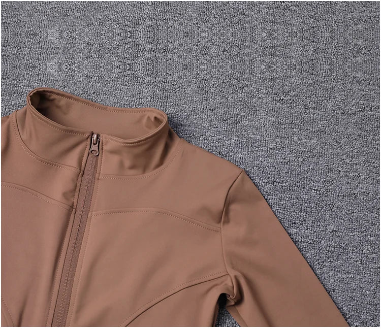 Women Sport Jacket Long Sleeve Shirt Workout Coat Gym Training Clothing Yoga Sportswear Pi-Mart