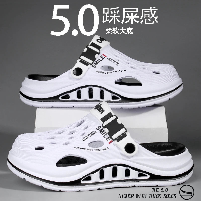 2026 New Men's Holes oes Summer Thi Bot Anti-Slip Driving Beach Slippers Spor Casual EVA Injection Moulding Footwear Pi-Mart